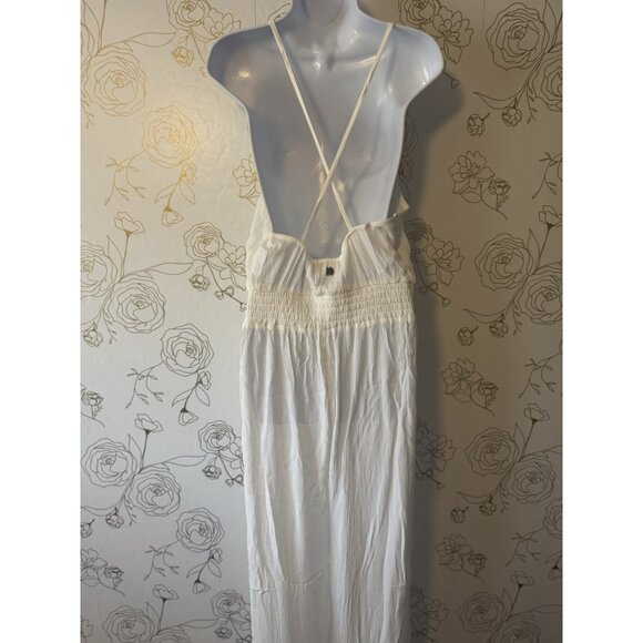 prAna Fernie Wide Leg Jumpsuit Size Large  Swim Cover Up White Modal Gauze NWT - Picture 6 of 8